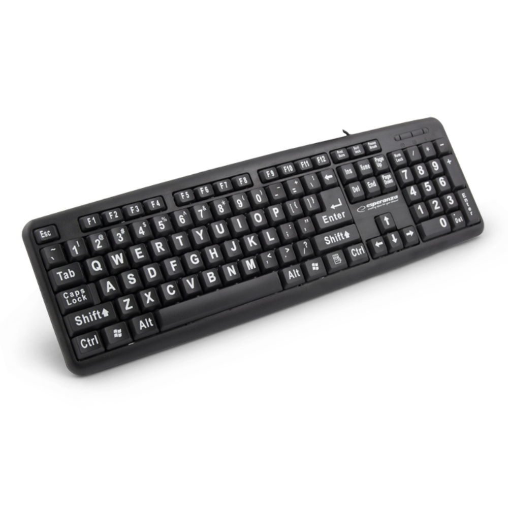 Tastatura cu fir si conectare USB , Esperanza Florida, cu litere si simboluri mari, 104 taste, neagra [2]