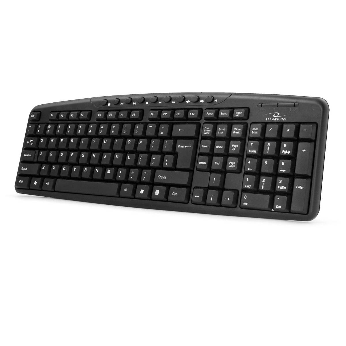 Tastatura cu fir si conectare USB, Titanum Fresno TK107, 9 taste multimedia, cablu 140 cm, neagra [1]