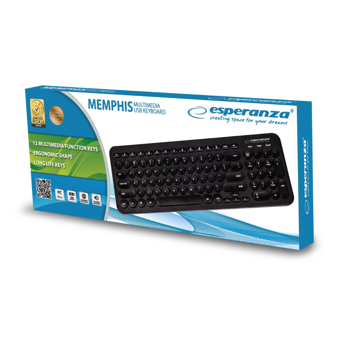 Tastatura Esperanza Memphis EK132, 12 taste multimedia, cablu 150 cm cu conectare USB, neagra [2]