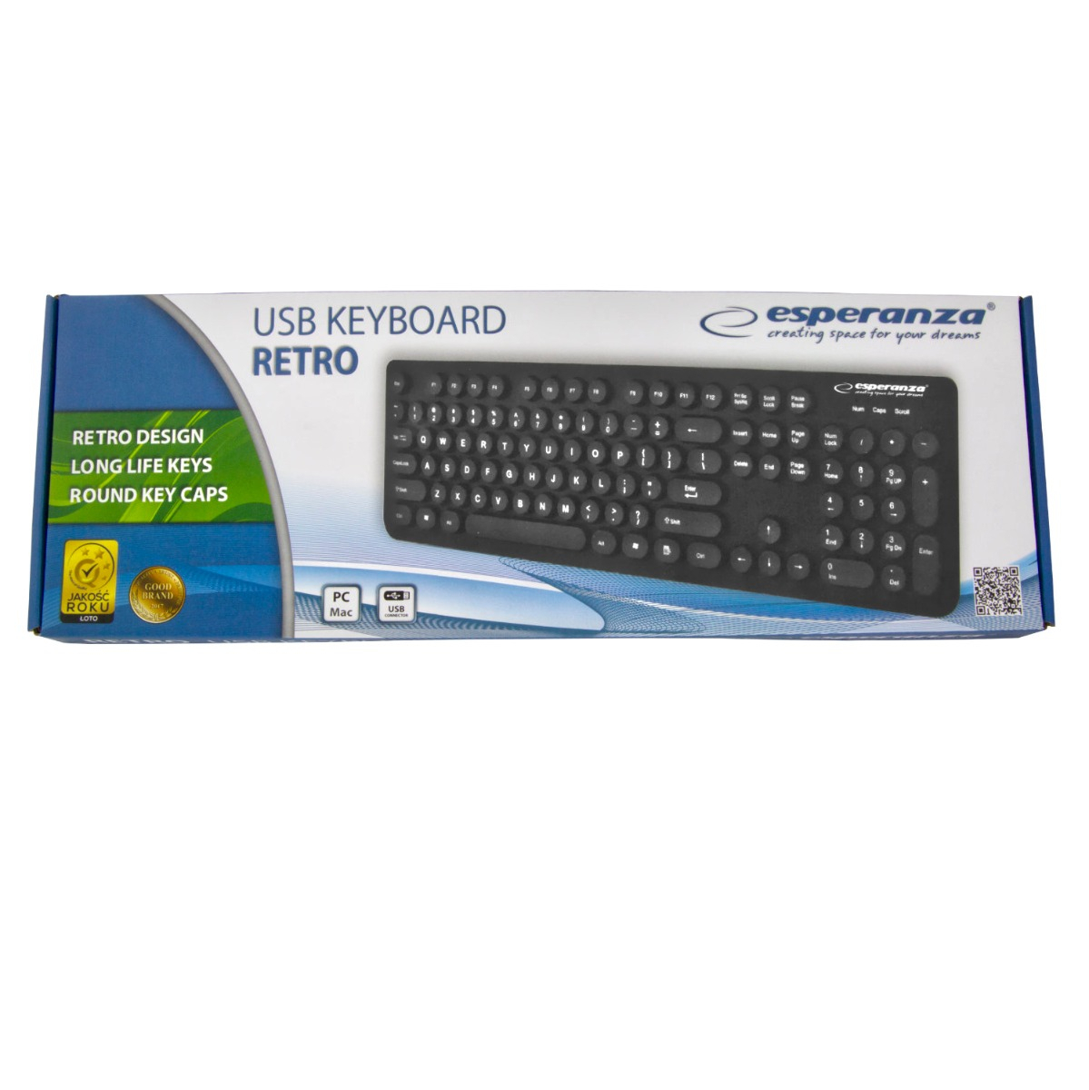 Tastatura Esperanza Retro EK131, cu cablu 150 cm si conectare USB, taste low-profile, neagra [10]