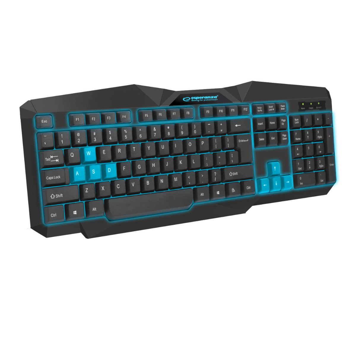 Tastatura Gaming USB, Esperanza Tirionos, iluminata LED albastru, 104 taste, neagra [3]