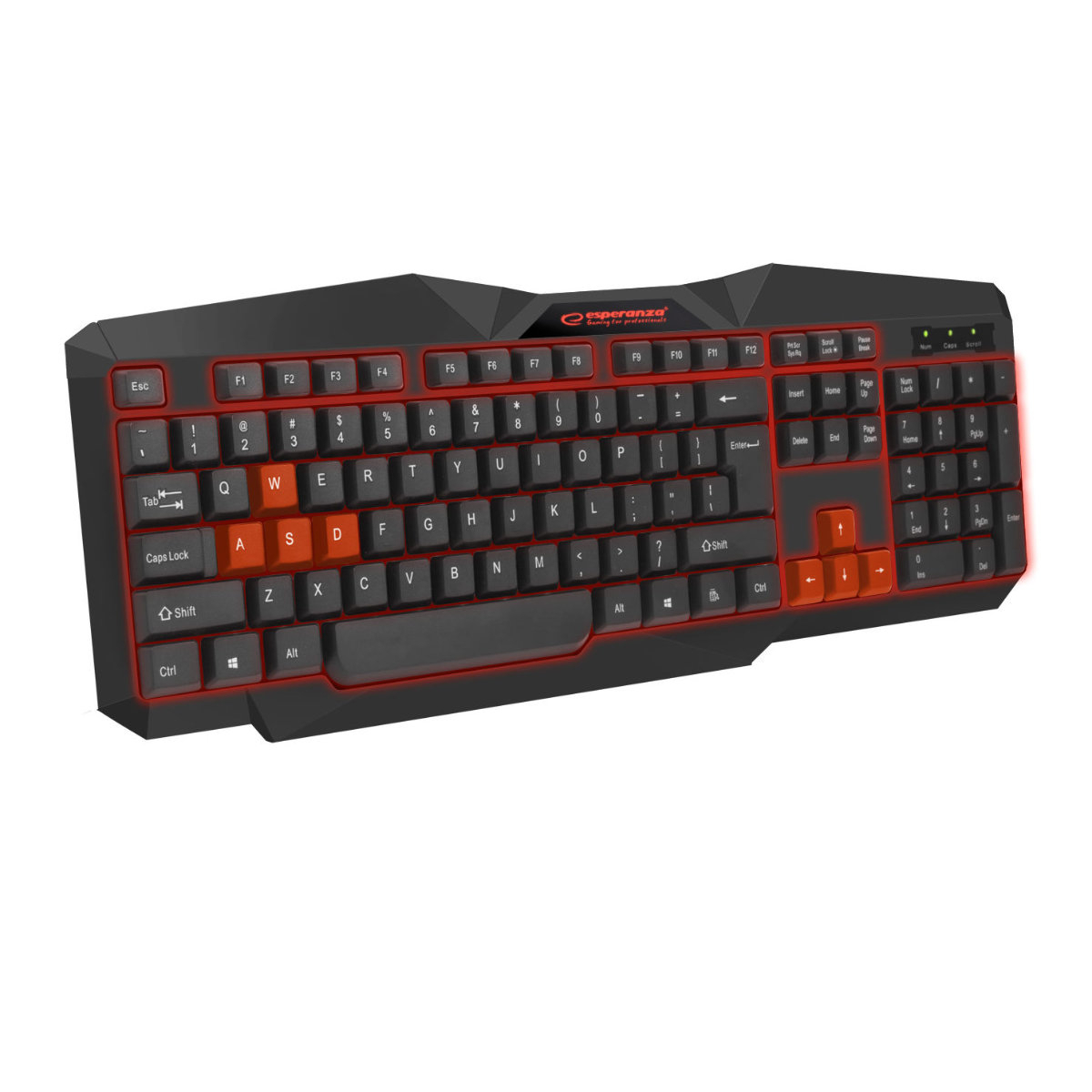 Tastatura Gaming USB, Esperanza Tirionos, iluminata LED rosu, 104 taste, neagra [3]