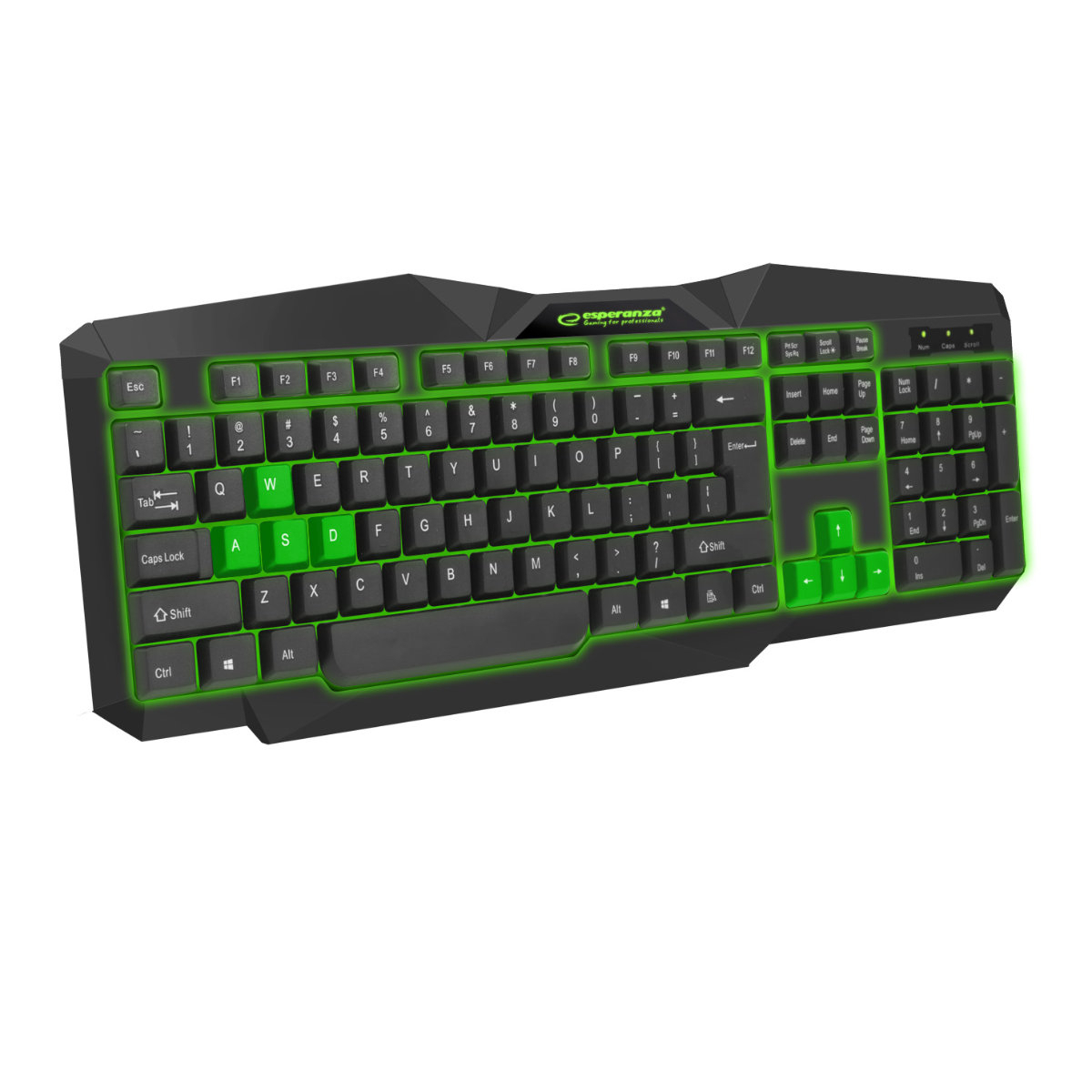 Tastatura Gaming USB, Esperanza Tirionos, iluminata LED verde, 104 taste, neagra [3]