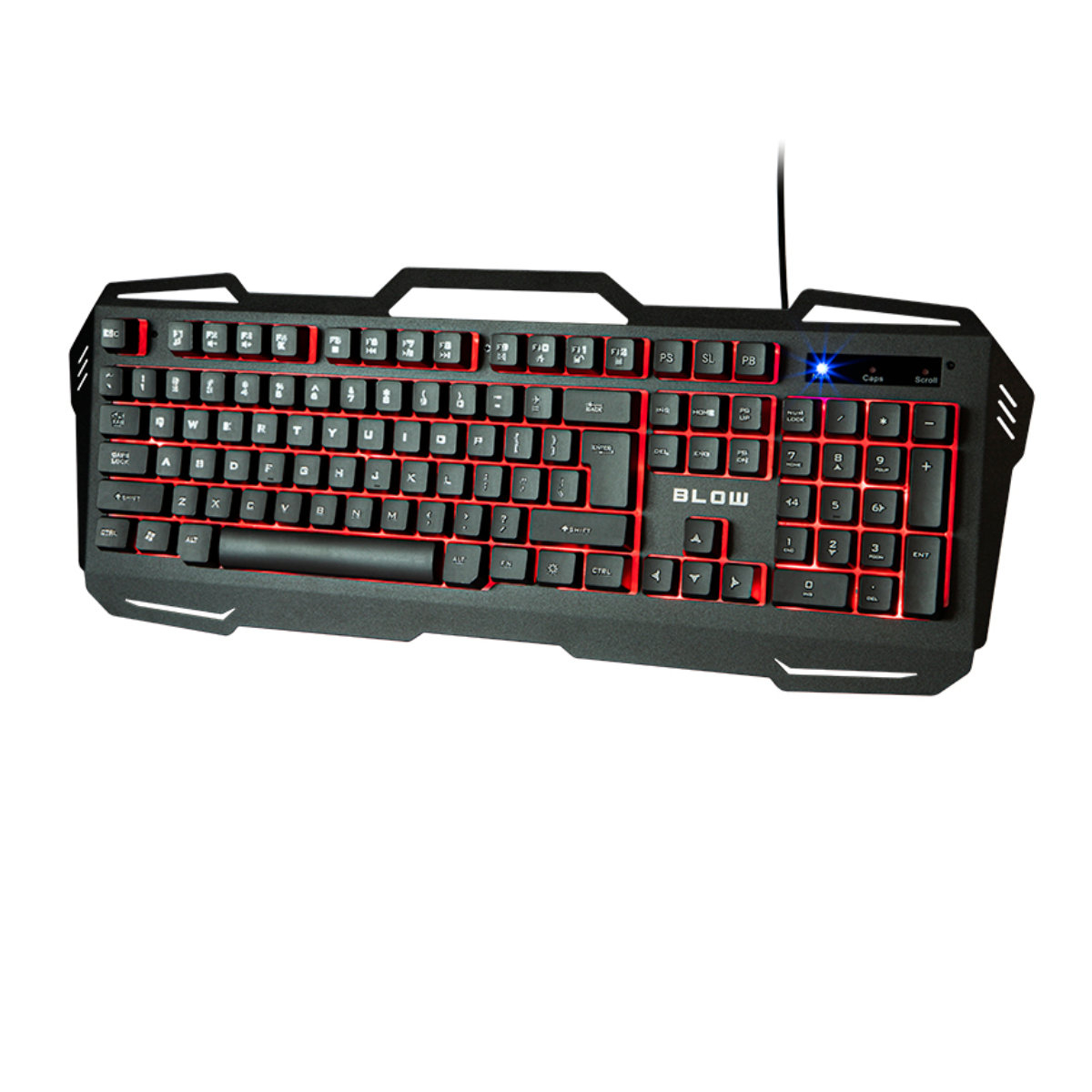 Tastatura USB cu iluminare LED, Blow Adrenaline Cold Steel 10298, 104 taste, lungime cablu 150cm, neagra [1]