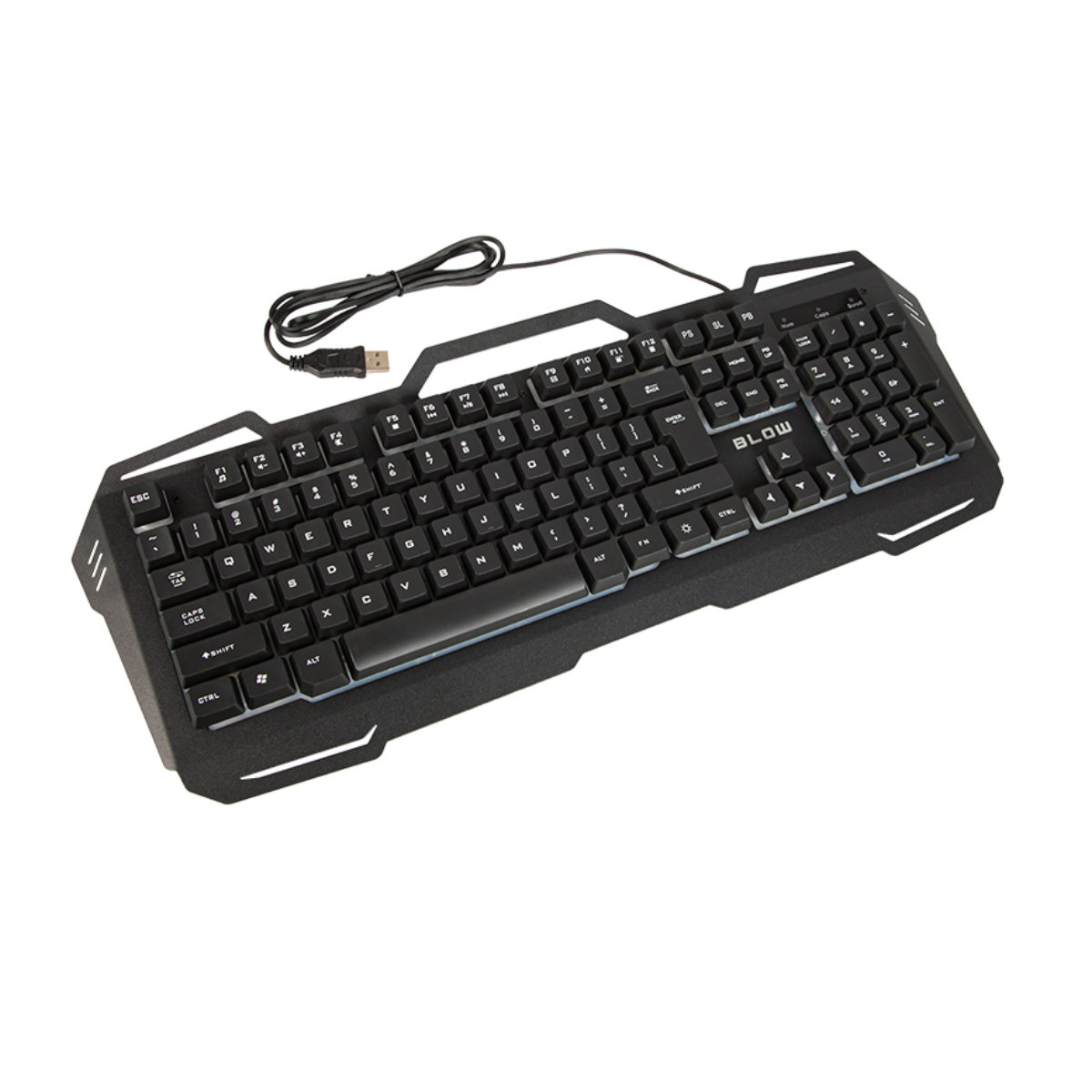 Tastatura USB cu iluminare LED, Blow Adrenaline Cold Steel 10298, 104 taste, lungime cablu 150cm, neagra [2]