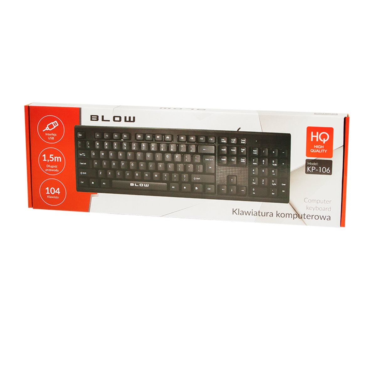 Tastatura USB, layout QWERTY, BLOW KP-106 10803, 104 taste, lungime cablu 1.5m , neagra [4]