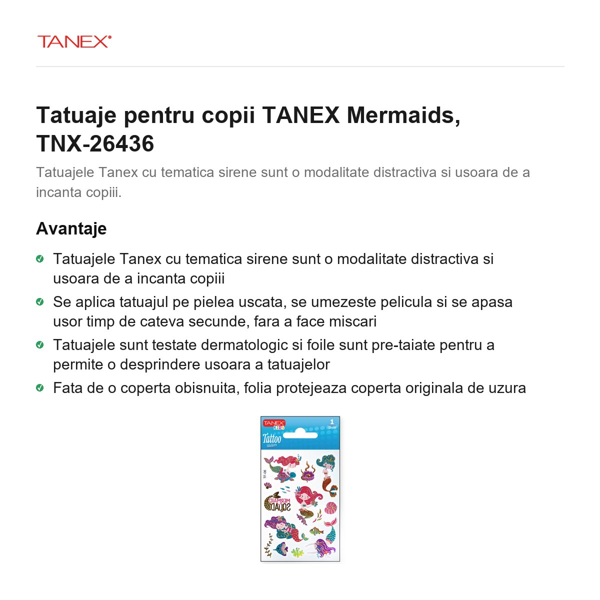 Tatuaje pentru copii TANEX Mermaids, TNX-26436 [2]