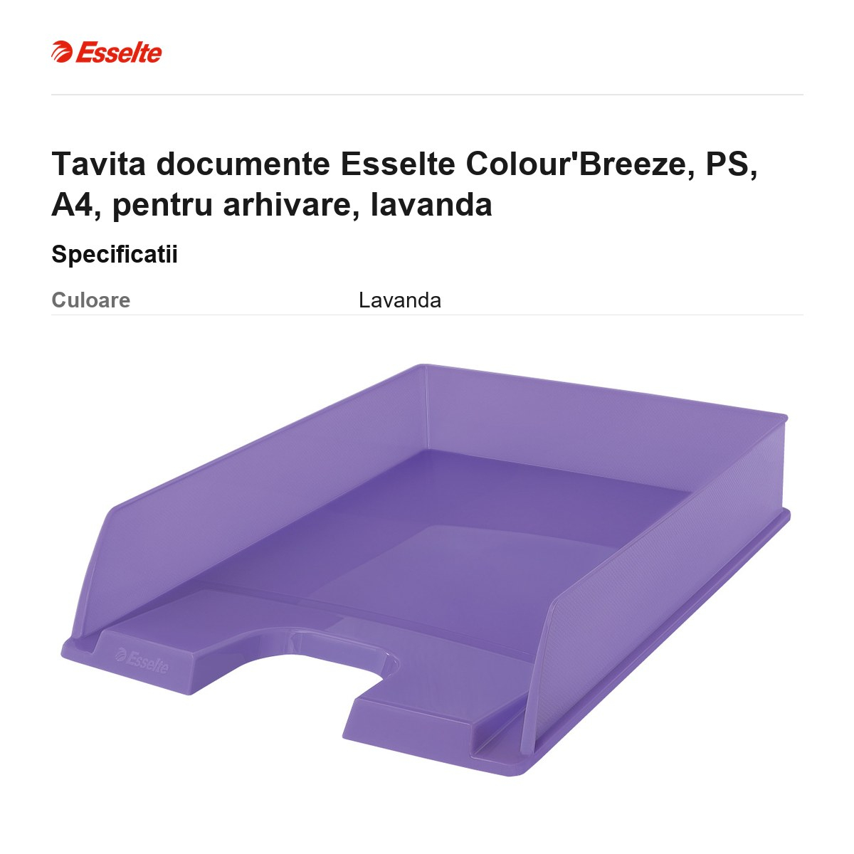 Tavita documente Esselte Colour'Breeze, PS, A4, pentru arhivare, lavanda [3]