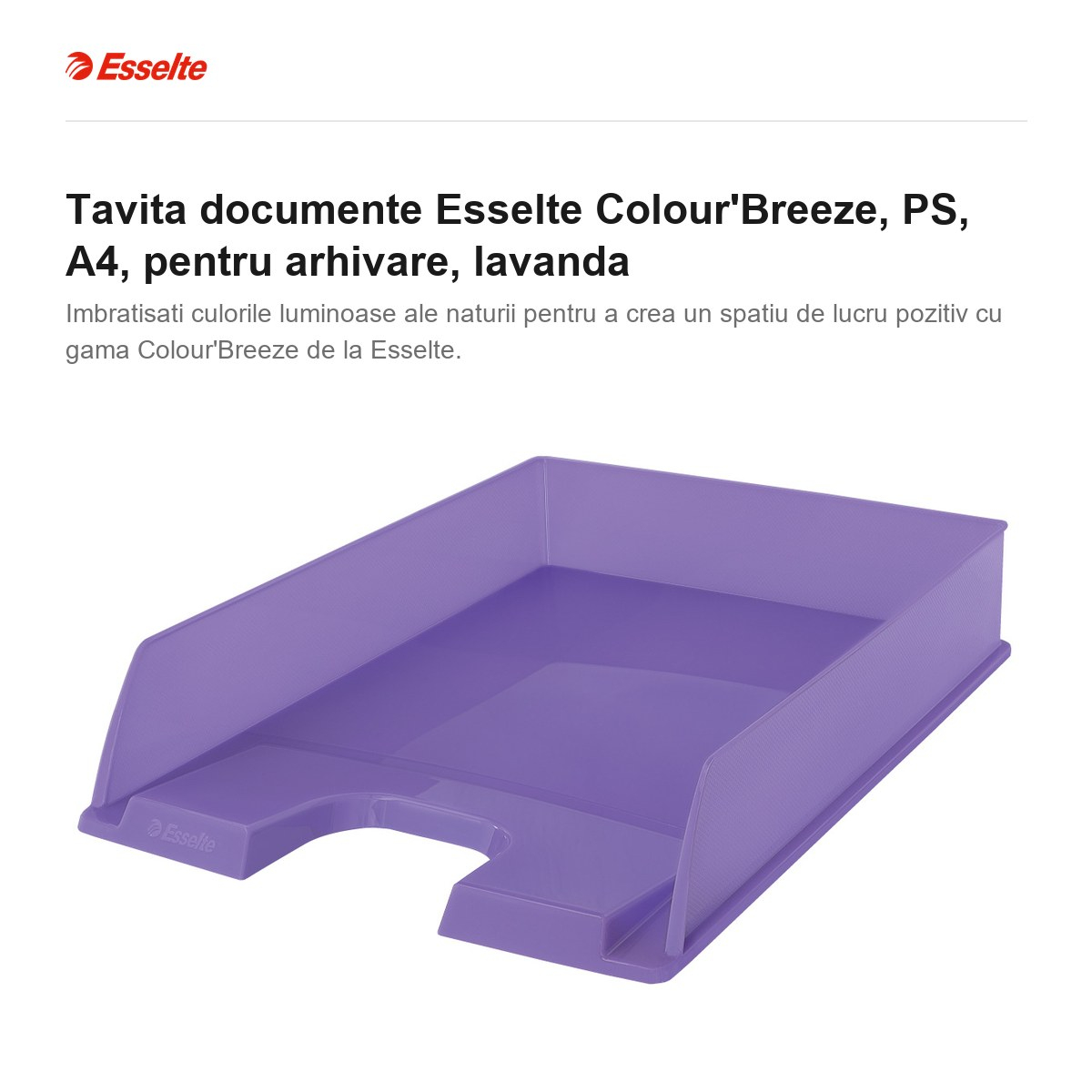 Tavita documente Esselte Colour'Breeze, PS, A4, pentru arhivare, lavanda [2]