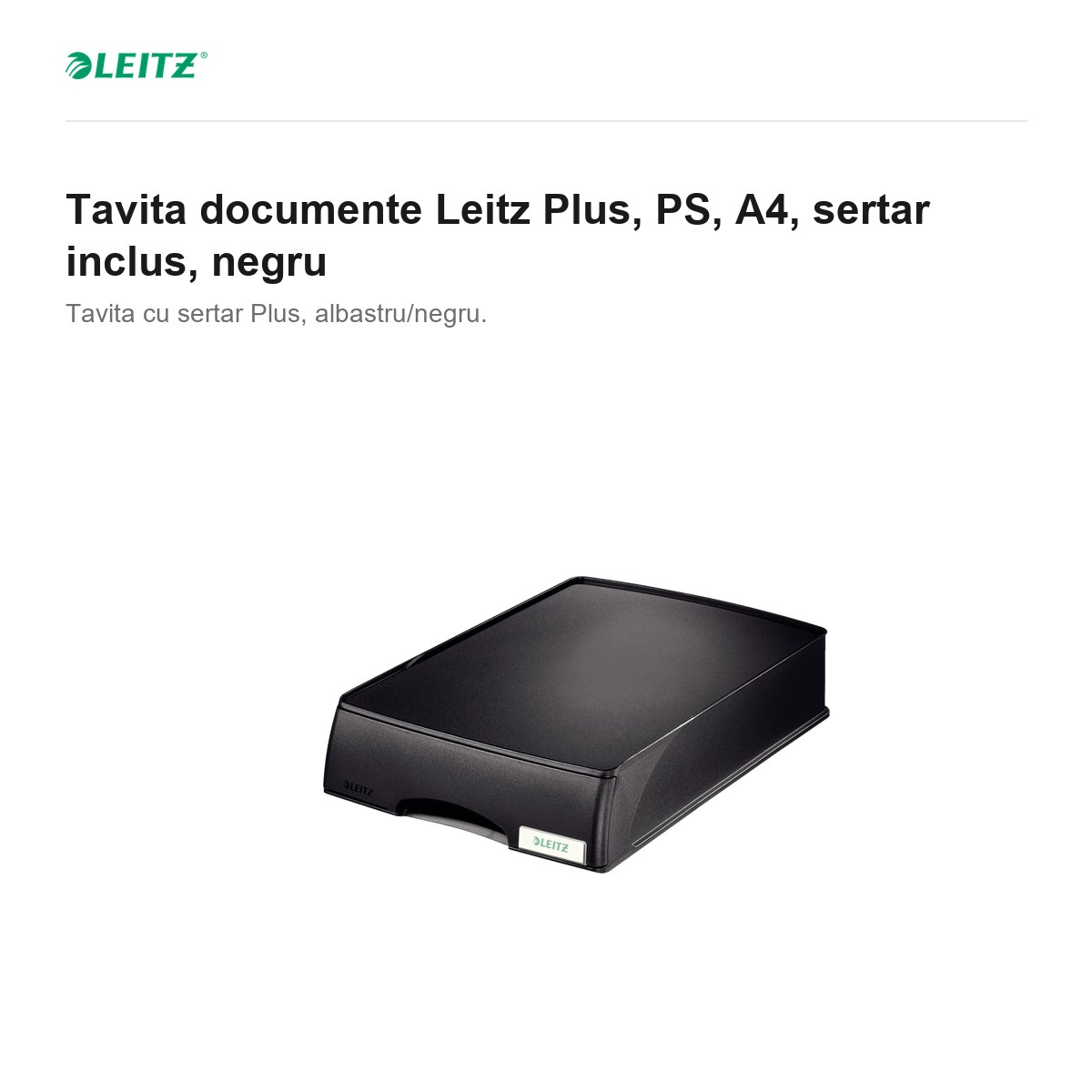 Tavita documente Leitz Plus, PS, A4, sertar inclus, negru [2]