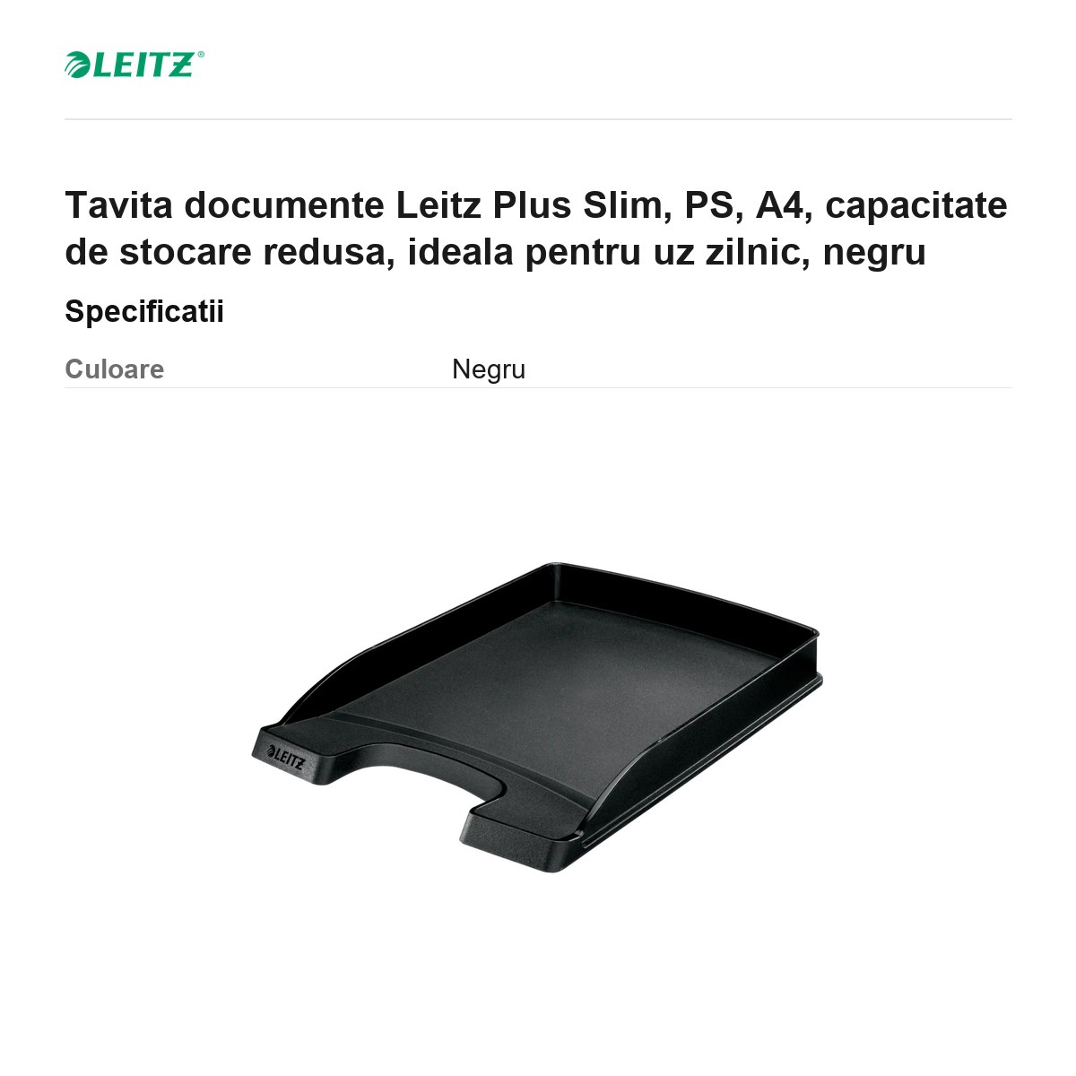 Tavita documente Leitz Plus Slim, PS, A4, capacitate de stocare redusa, ideala pentru uz zilnic, negru [3]