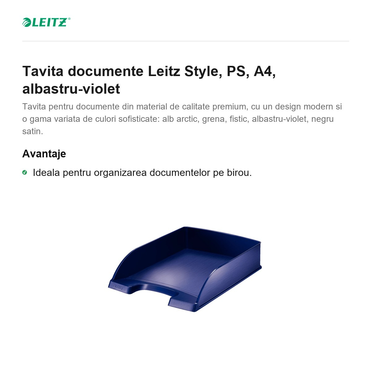 Tavita documente Leitz Style, PS, A4, albastru-violet [2]
