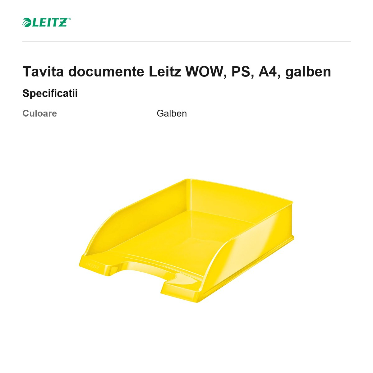Tavita documente Leitz WOW, PS, A4, galben [3]