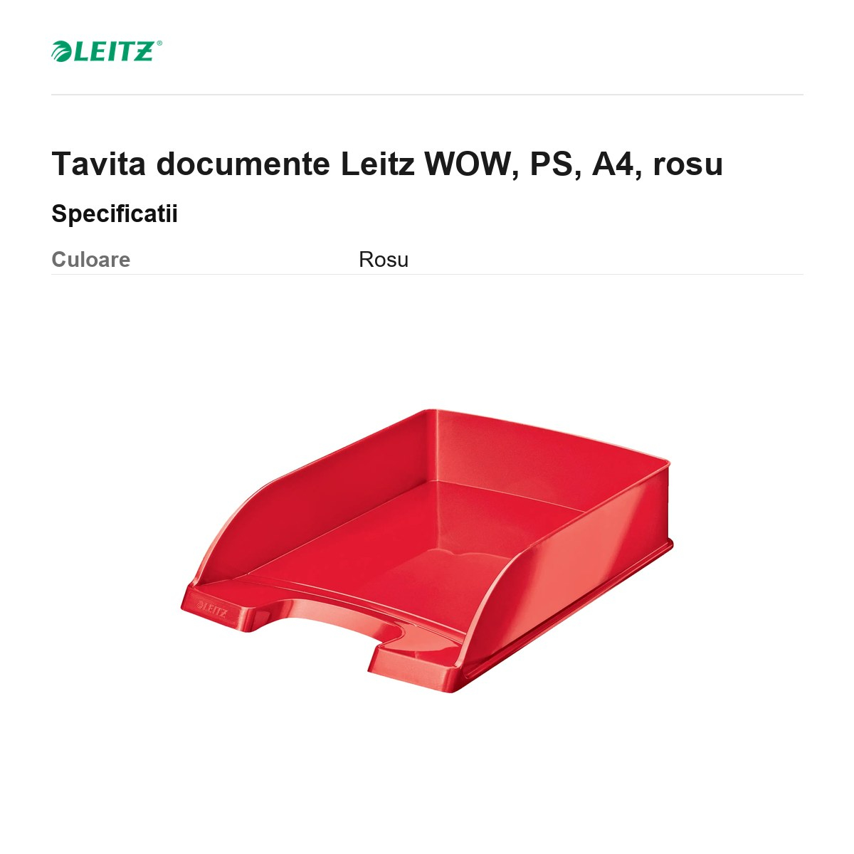 Tavita documente Leitz WOW, PS, A4, rosu [3]