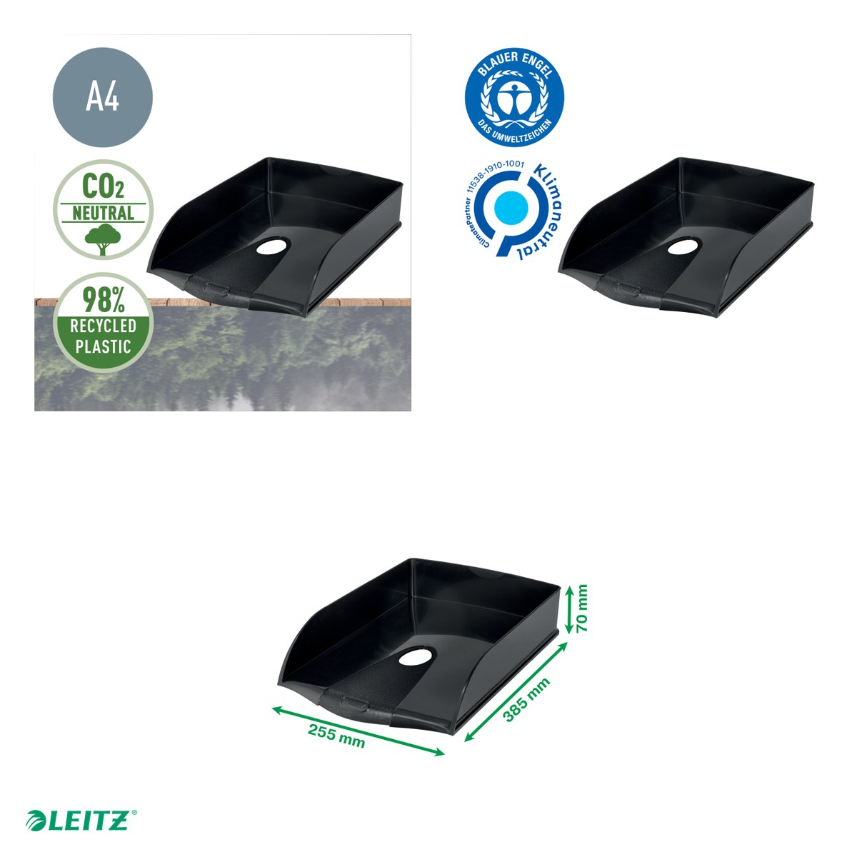 Tavita documente neagra Leitz Recycle, negru [4]