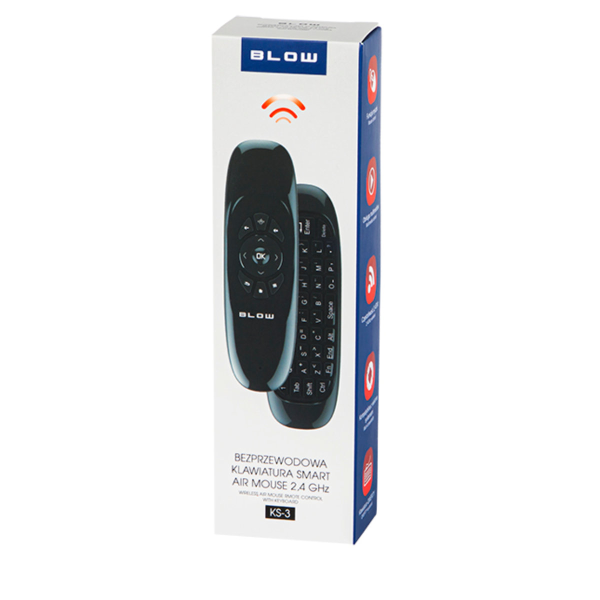Telecomanda Smart iluminata cu functie de tastatura si mouse, Blow KS-3 11771, 2.4GHz, neagra [5]