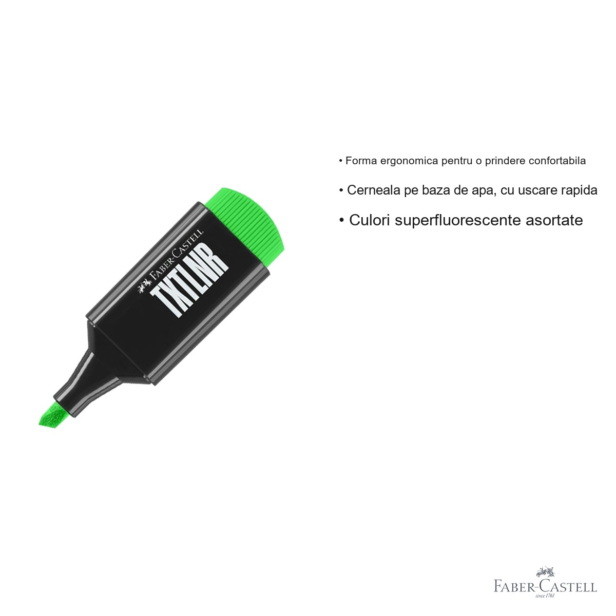 Textmarker mini Faber-Castell superfluorescent verde, varf tesit 1-5 mm, pentru evidentiere text [3]