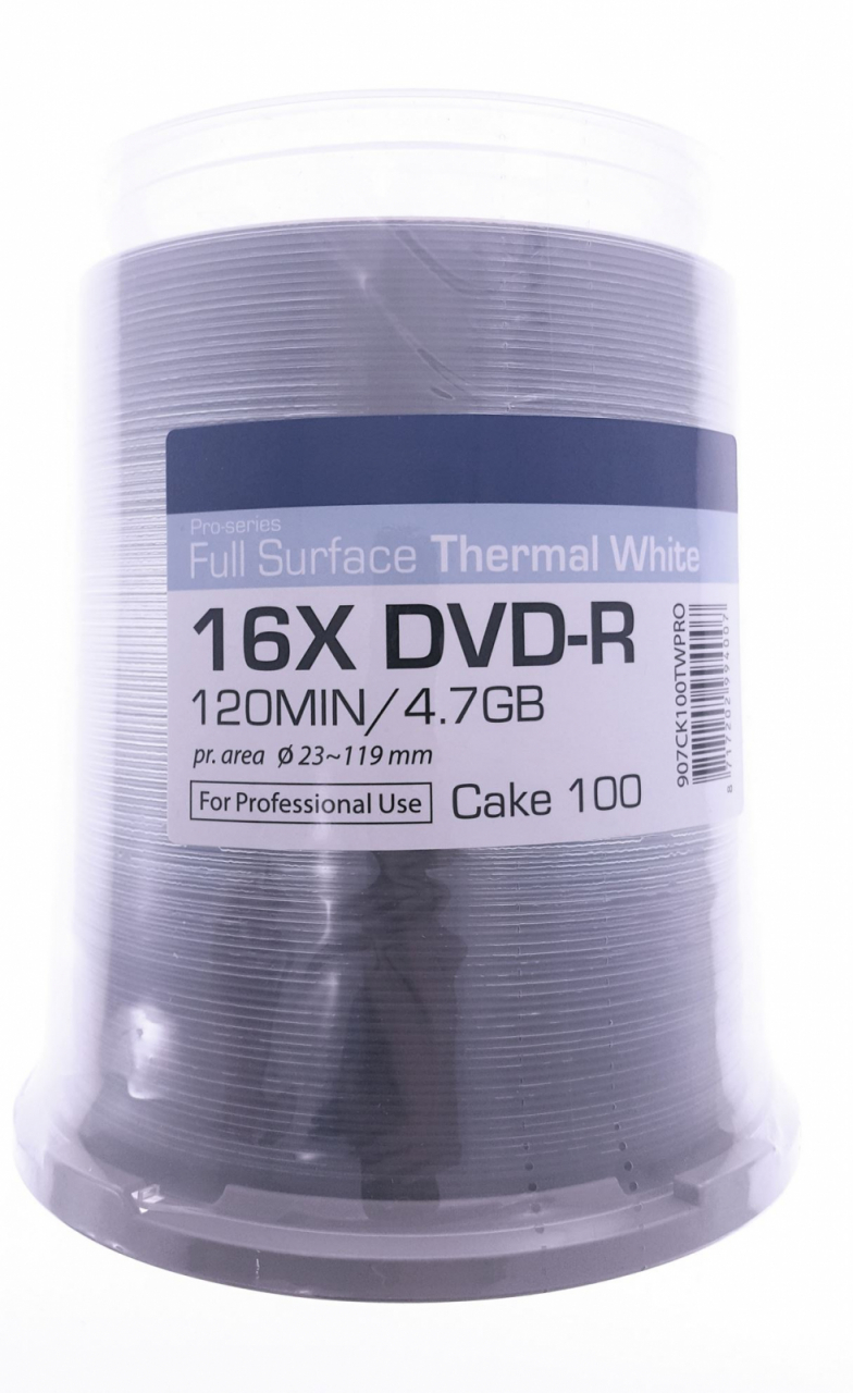 TRAXDATA DVD-R 4,7GB 16X PRO WHITE THERMAL PRINTABLE C100 907CK100THPRO [6]