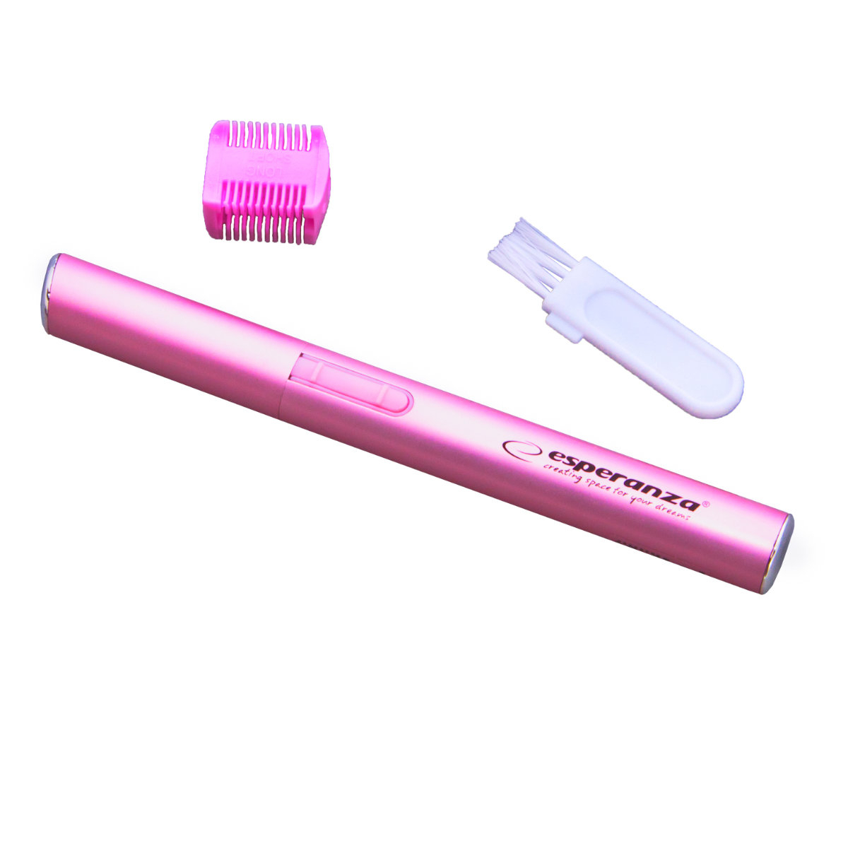 Trimmer (aparat tuns) destinat eliminarii parului inestetic din zona sprancenelor si zona bikini, culoarea roz [5]