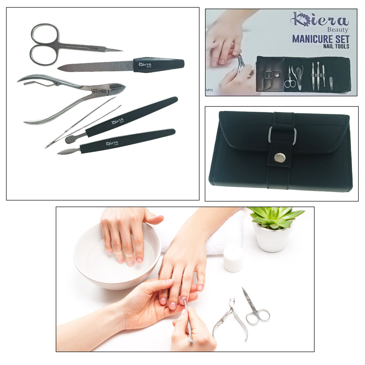 Trusa manichiura si pedichiura cu 6 instrumente si geanta depozitare, MM15-V19 81009, forfecuta, pila, cleste colturi, penseta, 2 spatule, negru cu argintiu [6]