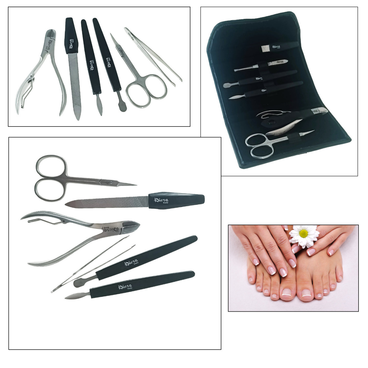 Trusa manichiura si pedichiura cu 6 instrumente si geanta depozitare, MM15-V19 81009, forfecuta, pila, cleste colturi, penseta, 2 spatule, negru cu argintiu [3]