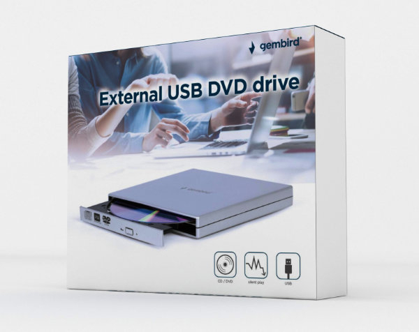 Unitate externa CD / DVD, USB 2.0, Gembird , citeste si inregistreaza, argintie [6]