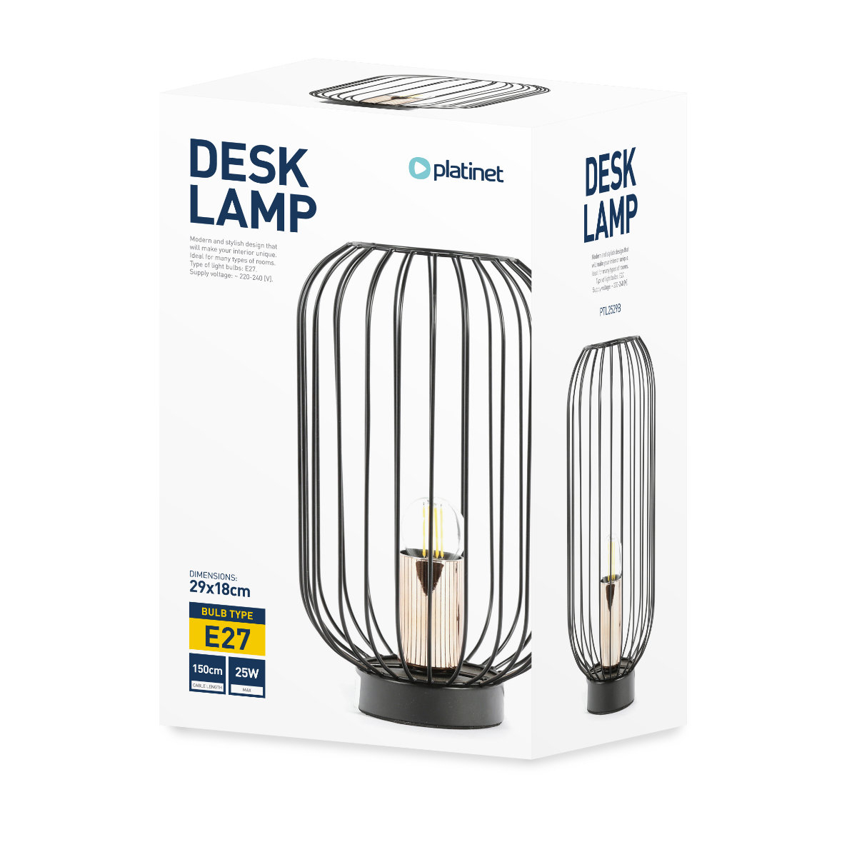 Veioza Platinet 44878, E27, 40W, cu abajur tip grilaj metalic φ180x290mm [13]