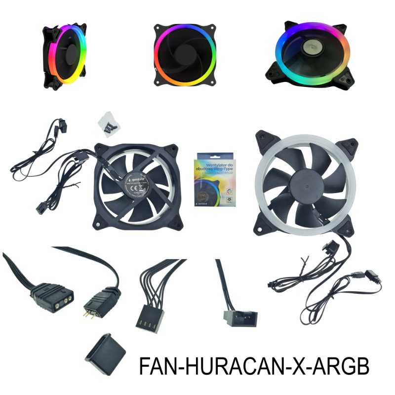 Ventilator PC, Gembird Huracan X-ARGB, 120 x 120 x 25 mm, 16 LED RGB, conectori ARGB mama si tata, 1100 rpm, 5V [6]