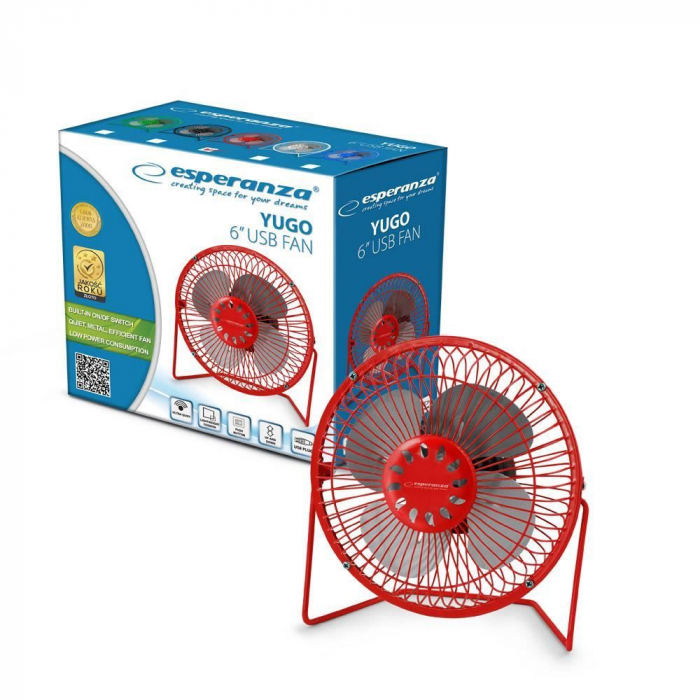 Ventilator USB YUGO EA149R, din metal, 20x17x8cm, rosu [5]