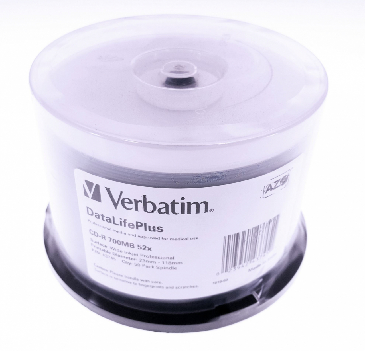 VERBATIM CD-R 700MB 52X AZO WIDE PRINTABLE NO ID CAKE*50 43745 [5]