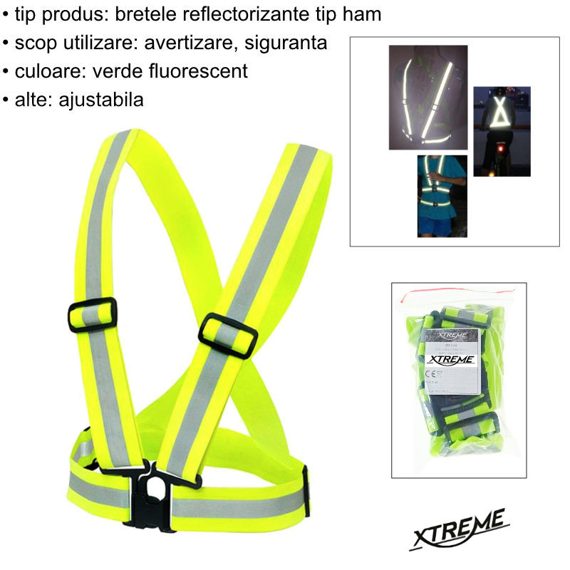 Vesta reflectorizanta cu bretele reglabile , Xtreme XL 12071, pentru vizibilitate, verde fluorescent [6]