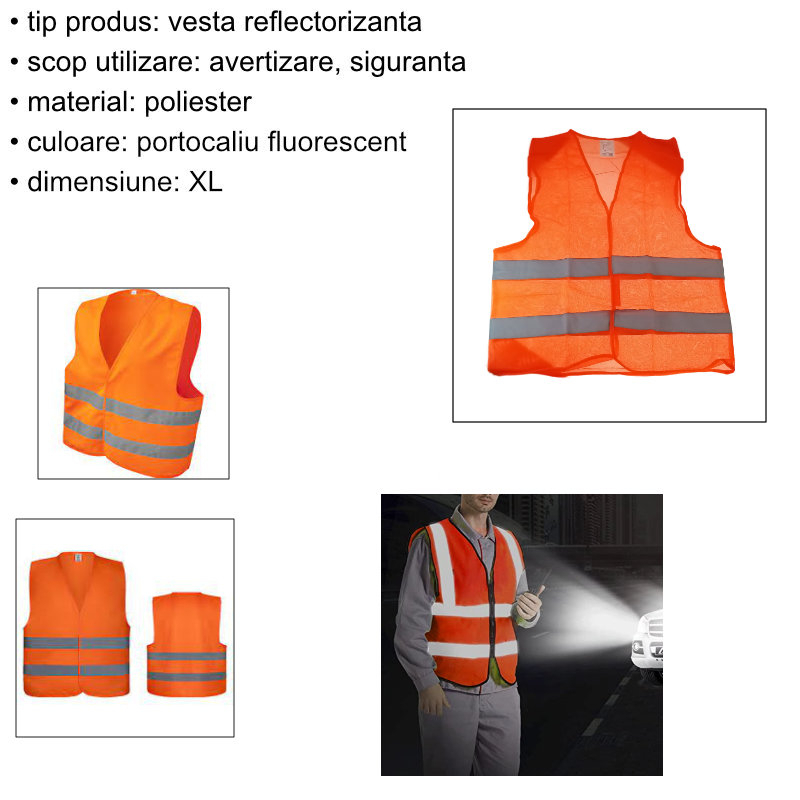 Vesta reflectorizanta, PR-8933-31081, pentru vizibilitate, portocalie fluorescent [5]