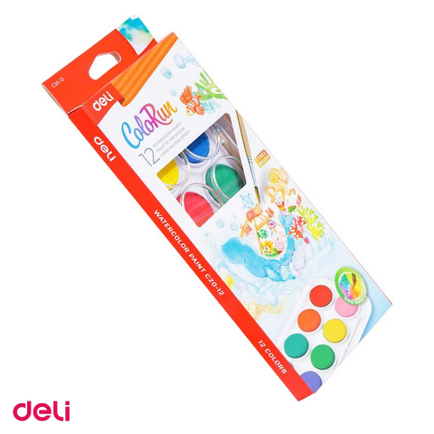 Handmade Creativ si Hobby - Acuarele Deli, 12 culori 28 mm economy