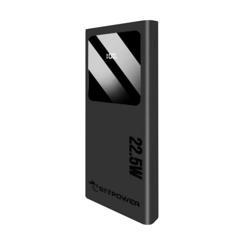 Baterii Power Bank - Acumulator portabil PD 22.5W, 10000mAh, tip Power bank, BeePower BP-10 50008, QC, USB-A si C, display si lanterna, negru