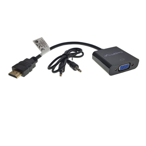 Adaptor cu cablu 20 cm, Lanberg 40880, HDMI tata la VGA mama cu cablu audio jack 3.5 mm [4]