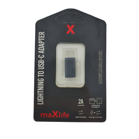 Adaptor Maxlife 94076 de la port tip lightning mama la USB-C tata, in blister, negru [4]
