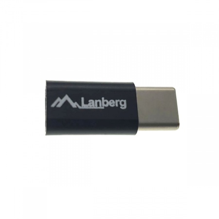 Adaptor OTG Lanberg 41853, microUSB 2.0 mama la USB tip C tata, date si incarcare, negru [2]