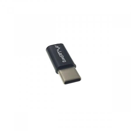 Adaptor OTG Lanberg 41853, microUSB 2.0 mama la USB tip C tata, date si incarcare, negru [1]