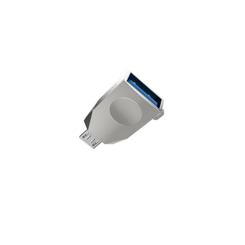 Adaptor OTG microUSB tata la USB 3.0 mama, HOCO UA10, carcasa aliaj de zinc, cu snur elastic, argintiu [2]