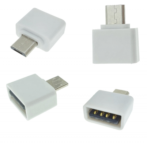 Adaptor OTG USB 2.0 mama la microUSB tata, alimentare, conectare si transfer de date, alb [9]