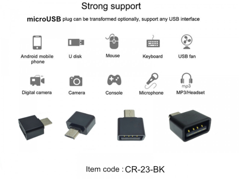 Adaptor OTG USB 2.0 mama la microUSB tata, alimentare, conectare si transfer de date, negru [13]