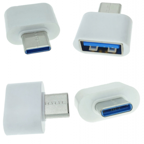 Adaptor OTG USB 2.0 mama la USB tip C tata, alimentare, conectare si transfer de date, alb [10]