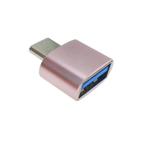 Conectica IT - Adaptor OTG USB 2.0 mama la USB tip C tata, carcasa aluminiu, alimentare si transfer de date, roz