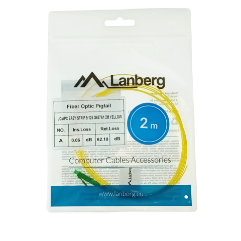 Adaptor retea fibra optica coada/Pigtail cu conector LC/APC, lungime 2m, Lanberg 43348, Easy Strip SM OS2 G657A1, galben [4]