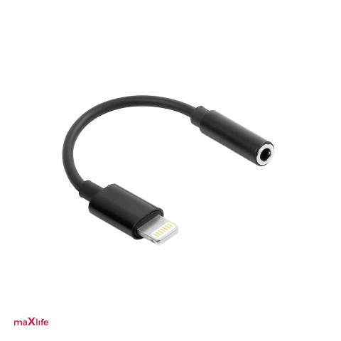 Adaptoare smartphone - Adaptor tip Lightning AUX Maxlife MXJL-02, conector tip Lightning la Jack 3.5 mm mama, permite suntet stereo clar si dinamic pana la 24-bit - 48 kHz, suport pentru toate functiile standard ale castilo