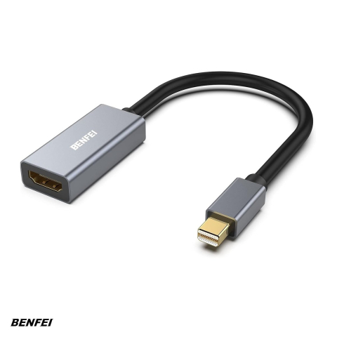 Adaptoare HDMI - Adaptor unidirectional Benfei mini DisplayPort la HDMI, Full HD 1920x1080 @ 60Hz, cablu 0.15m, Gri
