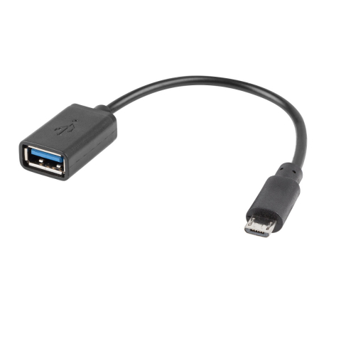 Adaptor USB 2.0 OTG Lanberg 42444, microUSB tata la USB mama, cablu 15 cm, negru [4]