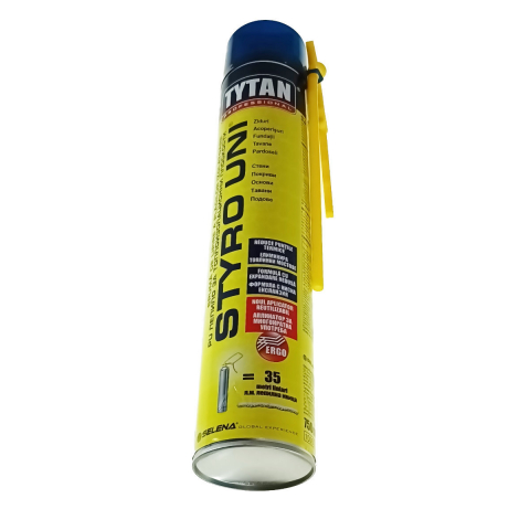 Spume poliuretanice - Adeziv de constructie spuma din poliuretan, cu aplicator, Styro Uni Tytan Professional 99917, 750ml, pentru fixare, lipire sau reparatii