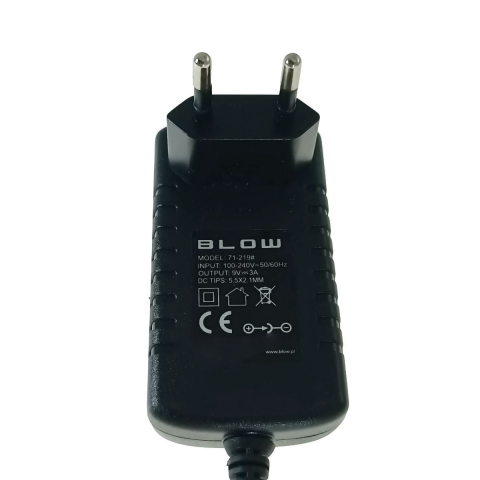 Alimentator de 9V-3A, 27W, cu mufa jack 2.1x5.5mm, cablu de 1.1m, Blow 11939, negru [2]
