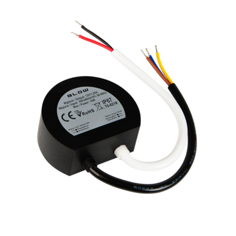 Alimentare stabilizata - Alimentator plat pentru LED-uri, 220V la 12V-1.25A, 15W, Blow, IP67, negru